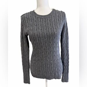 Charter Club Metallic Gray Cable Knit Sweater